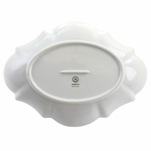 Martha Stewart Botanical Garden White Ceramic Serving Platter Perspective: left