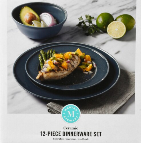 Martha Stewart Reactive Blue Dinnerware Set Perspective: left