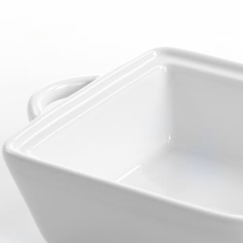 Martha Stewart White Stoneware Casserole Dish with Lid Perspective: left
