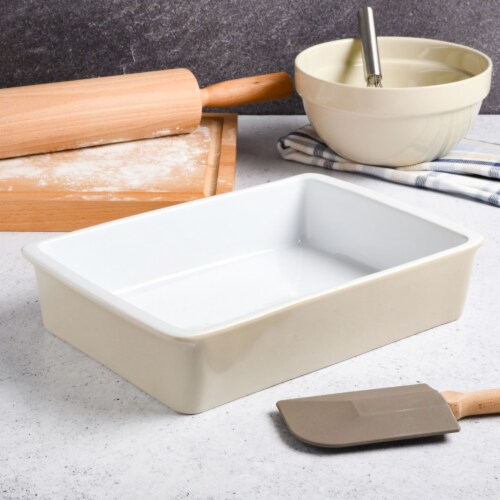 Martha Stewart Beige Stoneware Baker Perspective: left