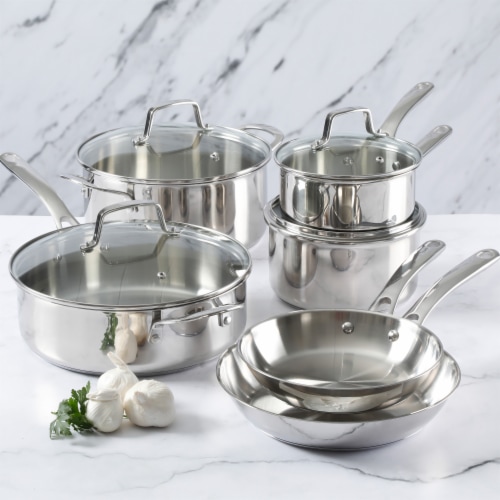 Martha Stewart Stainless Steel Silver Cookware Set Perspective: left