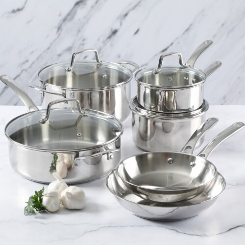 Martha Stewart Stainless Steel Silver Cookware Set Perspective: left