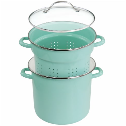 Martha Stewart Stock Pot with Steamer - Aqua Perspective: left
