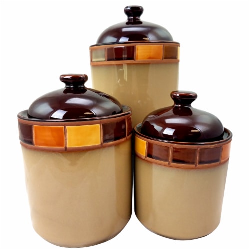 Casa Estebana 3 Piece Stoneware Storage Canister Container Jar Set Perspective: left