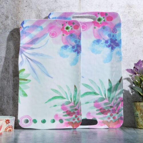 Spice by Tia Mowry Cinnamon Twist 2 Piece Decorated Melamine Serving Trays Perspective: left