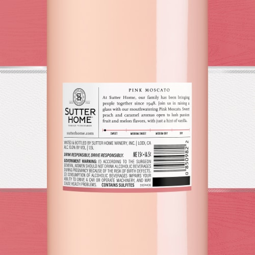 Sutter Home® Pink Moscato California Blush Wine Perspective: left