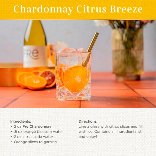 FRE Alcohol-Removed Chardonnay White Low Calorie Non Alcoholic Wine Perspective: left
