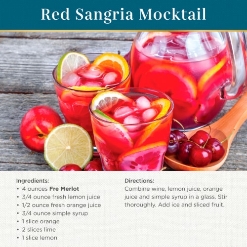 Fre Alcohol-Removed Merlot Red Low Calorie Non Alcoholic Wine Perspective: left