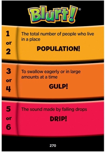 Educational Insights Blurt! Game Perspective: left