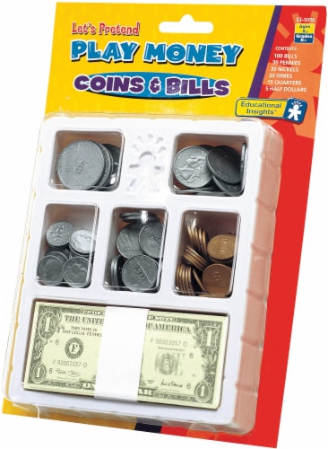 Educational Insights Let s Pretend Play Money Coins and Bills Tray 1 ct Kroger
