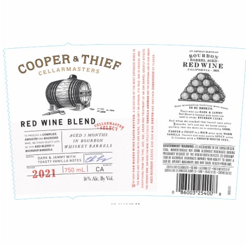 Cooper & Thief Bourbon Barrel Aged Red Blend California Wine Perspective: left