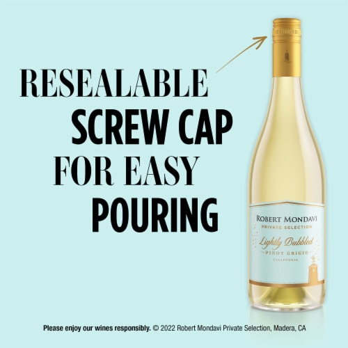 Robert Mondavi Private Selection Lightly Bubbled Pinot Grigio White Wine Perspective: left