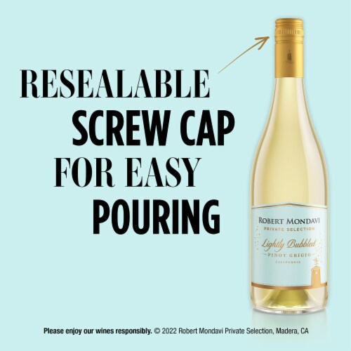 Robert Mondavi Private Selection Lightly Bubbled Pinot Grigio White Wine Perspective: left