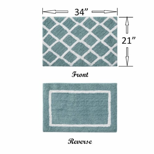 Madison Park Bittman Reversible High Pile Tufted Bath Rug Aqua 21x34 Perspective: left