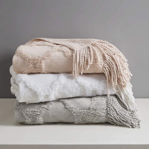 Madison Park Cotton Brianne Tufted Throw with Fringes MP50N 7095 50 x 64 x 2 Harris Teeter