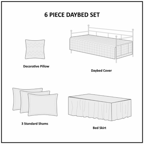 Madison Park Tuscany 6 Piece Reversible Scalloped Edge Daybed Cover Set - Daybed - Seafoam Perspective: left