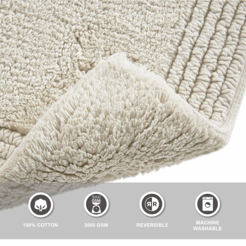 MADISON PARK SIGNATURE Cotton Tufted Reversible Bath Rug with Mink MPS72-448 Perspective: left
