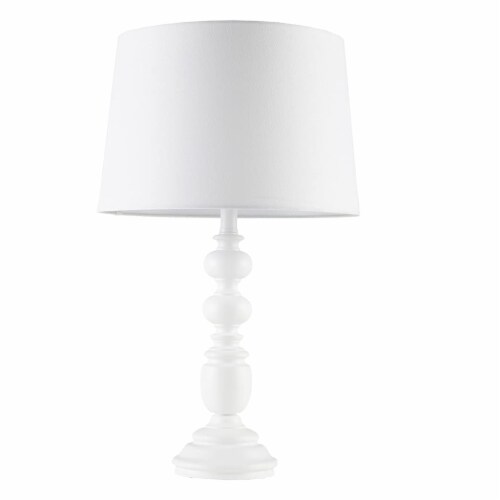 MARTHA STEWART Traditional Astoria Resin Table Lamp in White Finish MT153-0053 Perspective: left