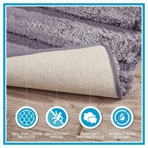 Madison Park Tufted Pearl Channel Washable Bath Mat, Casual Solid Mildew Resistant Shower Perspective: left