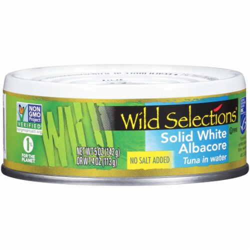 Wild Selections No Salt Added Solid White Albacore Tuna in Water Perspective: left
