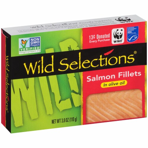 Wild Selections Salmon Fillets in Olive Oil Perspective: left
