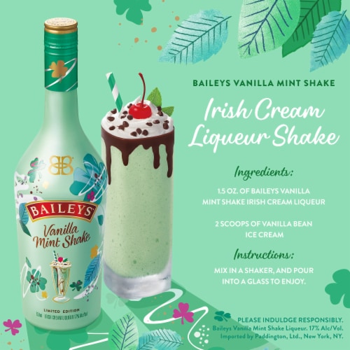 Baileys Liqueur Vanilla Mint Shake Perspective: left