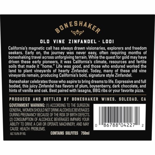 Boneshaker Old Vine Zinfandel Perspective: left