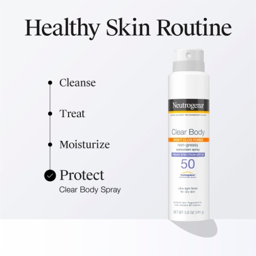 Neutrogena Clear Body SPF 50 Sunscreen Spray, Non-Comedogenic Perspective: left