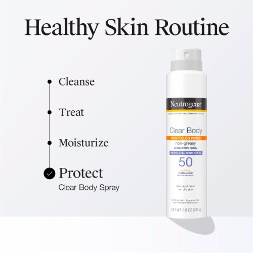 Neutrogena Clear Body SPF 50 Sunscreen Spray, Non-Comedogenic Perspective: left