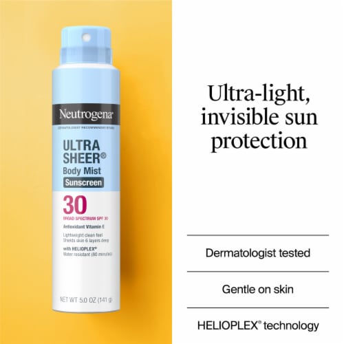 Neutrogena Ultra Sheer Body Mist Sunscreen Spray Broad Spectrum SPF 30 Perspective: left