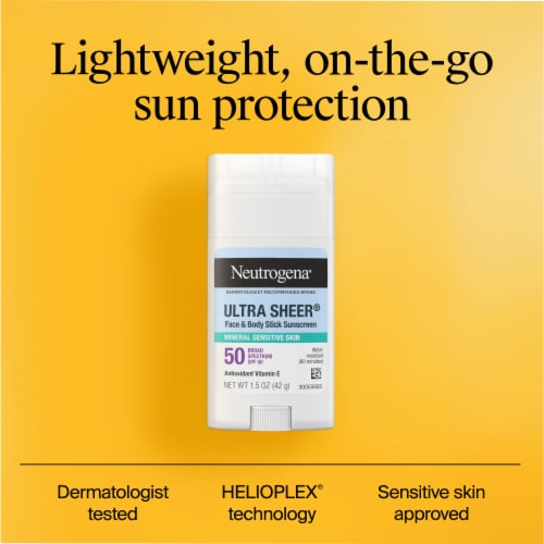 Neutrogena Ultra Sheer SPF 50 Zinc Mineral Sunscreen Stick Perspective: left