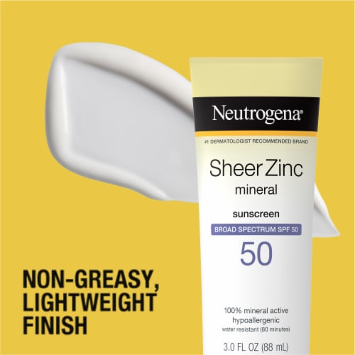 Neutrogena Sheer Zinc Dry-Touch Sunscreen Broad Spectrum SPF 50 Perspective: left