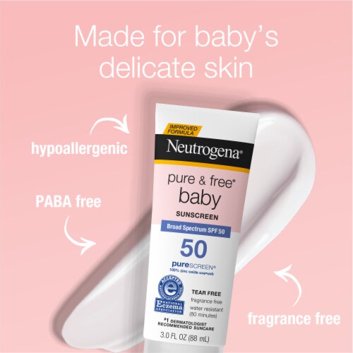 Neutrogena Pure and Free Baby Mineral Sunscreen Lotion SPF 50 Zinc Oxide & Water Resistant Perspective: left