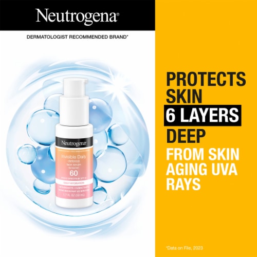 Neutrogena Invisible Daily Defense Sunscreen Face Serum Broad Spectrum SPF 60+ Perspective: left