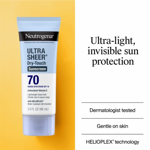 Neutrogena Ultra Sheer Dry-Touch Sunscreen Lotion Broad Spectrum SPF 70 Perspective: left