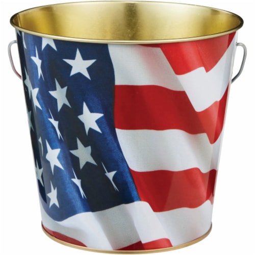Tiki American Flag Citronella Candle Bucket Perspective: left