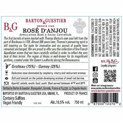 Barton & Guestier Saint Louis France Rose Wine Perspective: left