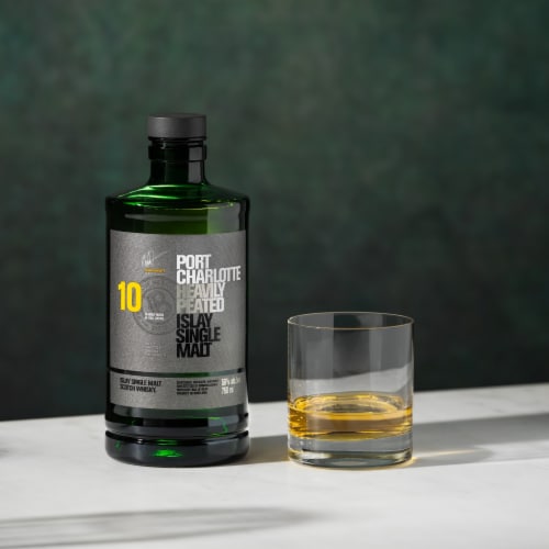 Port Charlotte 10 Heavily Peated Islay Single Malt Scotch Whisky Perspective: left