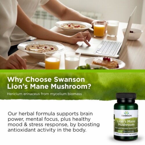Swanson Lion's Mane Mushroom Support Brain & Nervous System 500mg ...