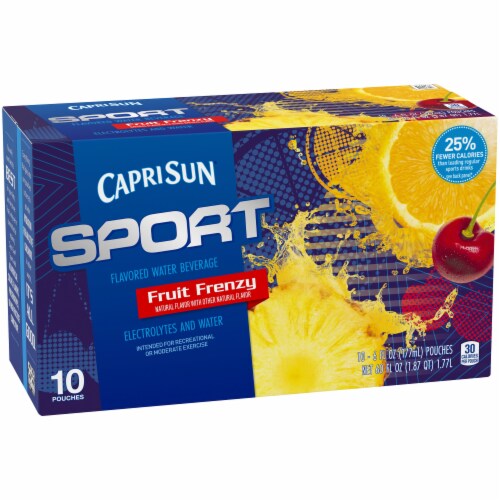 Capri Sun Sport Fruit Frenzy Flavored Water Beverage Pouches Perspective: left
