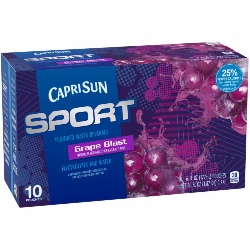 Capri Sun Sport Grape Blast Flavored Water Beverage Pouches Perspective: left