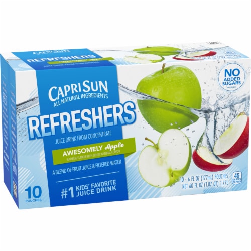 Capri Sun Refreshers Awesomely Apple Juice Drink Pouches Perspective: left