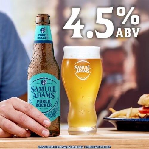 Samuel Adams Holiday White Ale Seasonal Beer Perspective: left