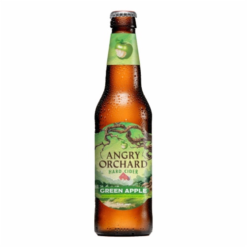 Angry Orchard Green Apple Hard Cider Beer Perspective: left