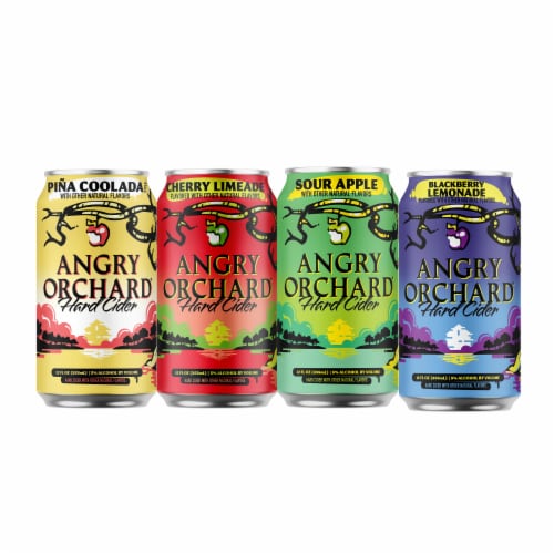 Angry Orchard Hard Cider Summer Party Pack Variety Beer Perspective: left