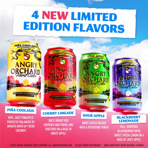 Angry Orchard Hard Cider Summer Party Pack Variety Beer Perspective: left