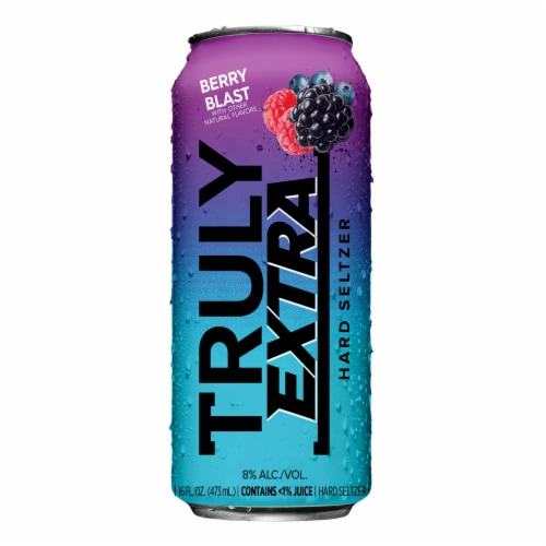 TRULY EXTRA Berry Blast Hard Seltzer Single Can Perspective: left