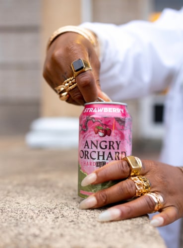 Angry Orchard® Strawberry Hard Cider Beer Perspective: left
