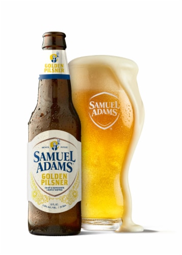 Samuel Adams Golden Pilsner Beer Perspective: left