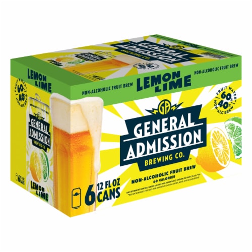 General Admission Lemon-Lime Non-Alcoholic Fruit Beer Perspective: left